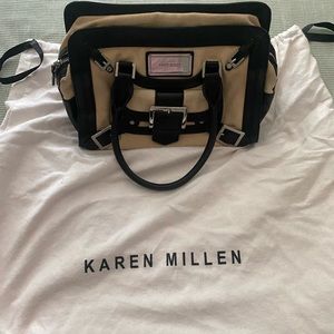 Karen Millen white bag with black leather trim
